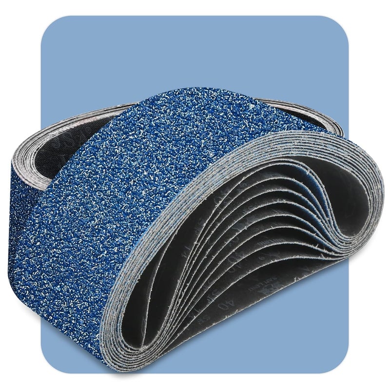 Clebay 3x21 Inch Sanding Belts 10 Pcs 40 Grits Heavy Duty Belt Sander Zirconia Belt Sander Paper for Wood, Metal, Stainless Steel, Automotive, and Furniture - Image 1